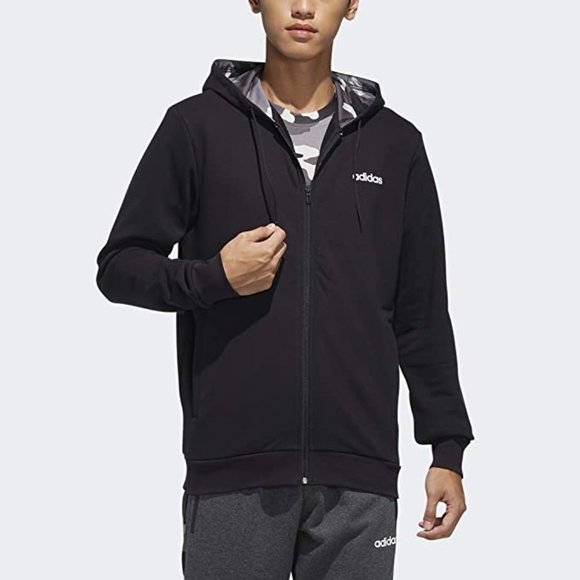 🆕adidas Men's Fast and Confident All Over Print Hooded Track Jacket, MD-Black/W - Picture 4 of 7